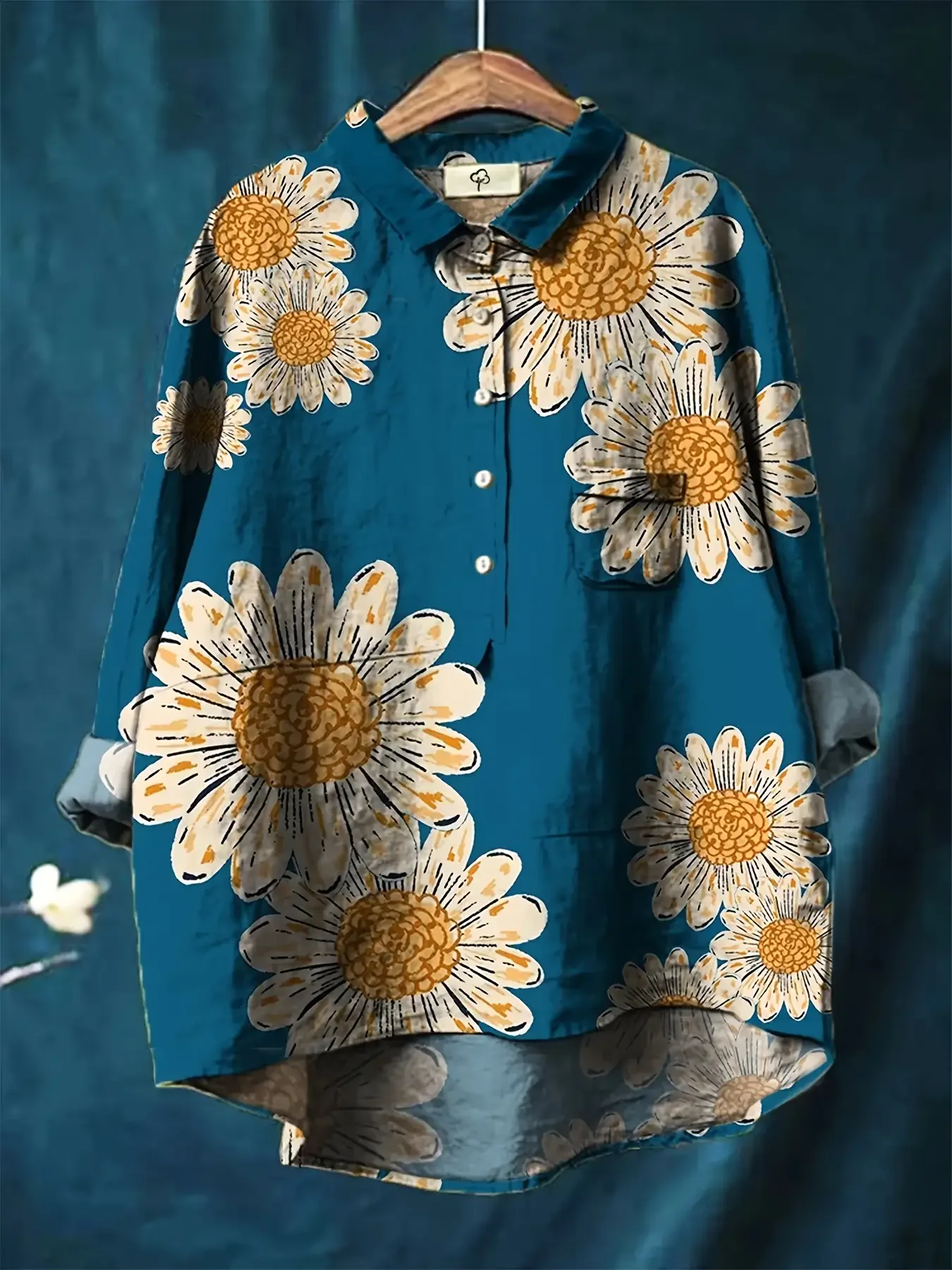 

2026 women's new printed collar shirt - Sunflower top welcome deals