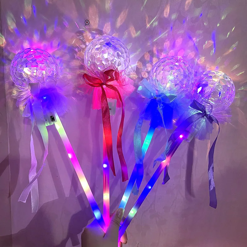 Creative Colorful LED Light-emitting Projection Star Ball Handheld Magic Fairy Wand Dream Ambient Light Flashing Toy Party Gifts