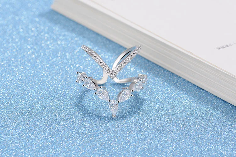 Women's 925 Sterling Silver Zirconia Ring, Elegant