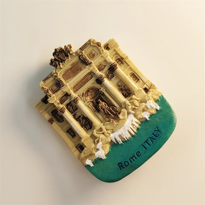 إيطاليا، روما، نافورة تريفي، مجسمة ثلاثية الأبعاد، هدايا تذكارية للسياحة، لوحة راتينج، ديكور منزلي، مغناطيس الثلاجة