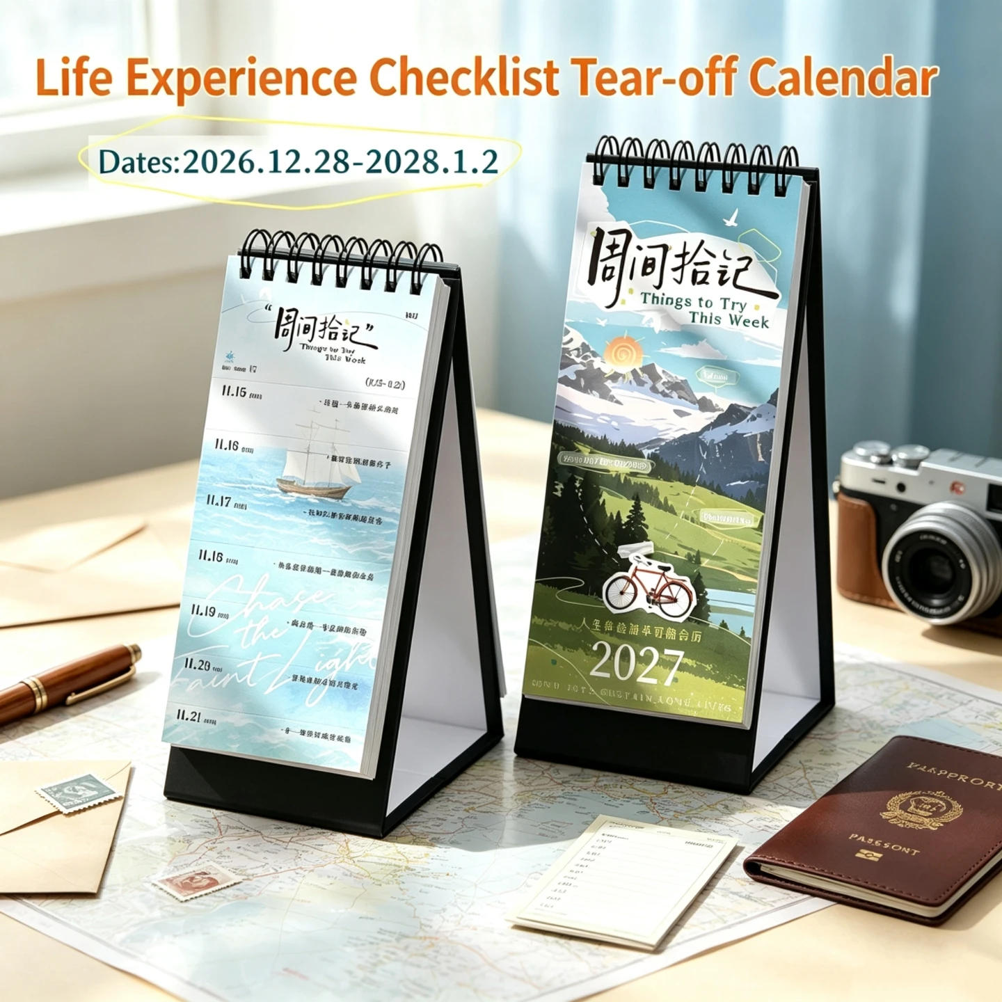 2027 Ins Tear-Off Life Experience Calendar,Healing Desk Planner,Daily Challenge Check-In Journal,Healing Desk Organizer Calendar