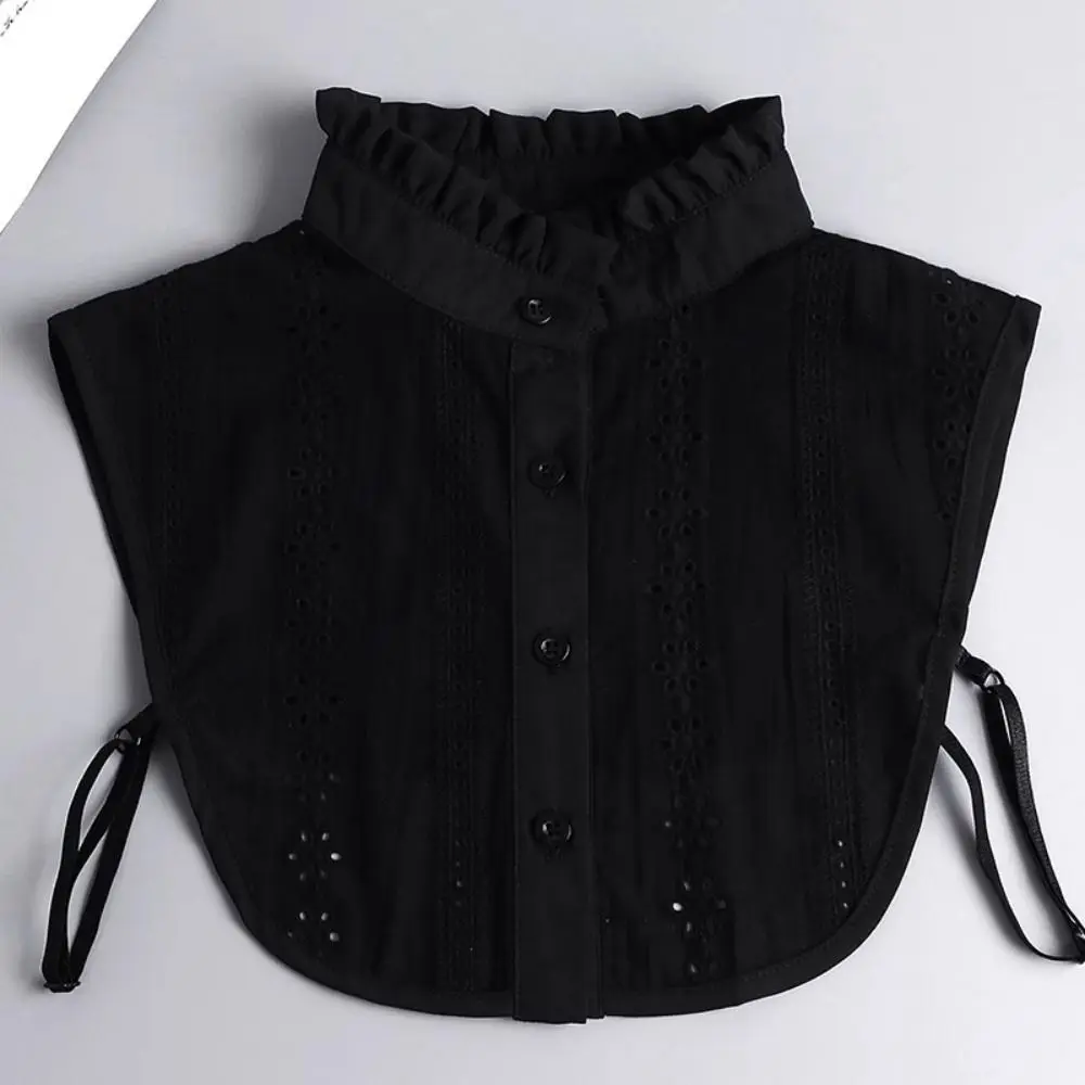 

Белый съемный воротник-стойка с черными вырезами, регулируемый, жаккардовый, в корейском стиле, для декора одежды