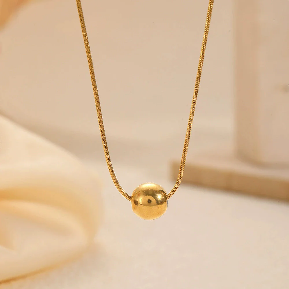 فاسق الترقوة كرة صغيرة قلادة الإناث الذهب اللون الفولاذ المقاوم للصدأ ثعبان العظام سلسلة المختنق قلادة للنساء مجوهرات هدية 2025 #6
