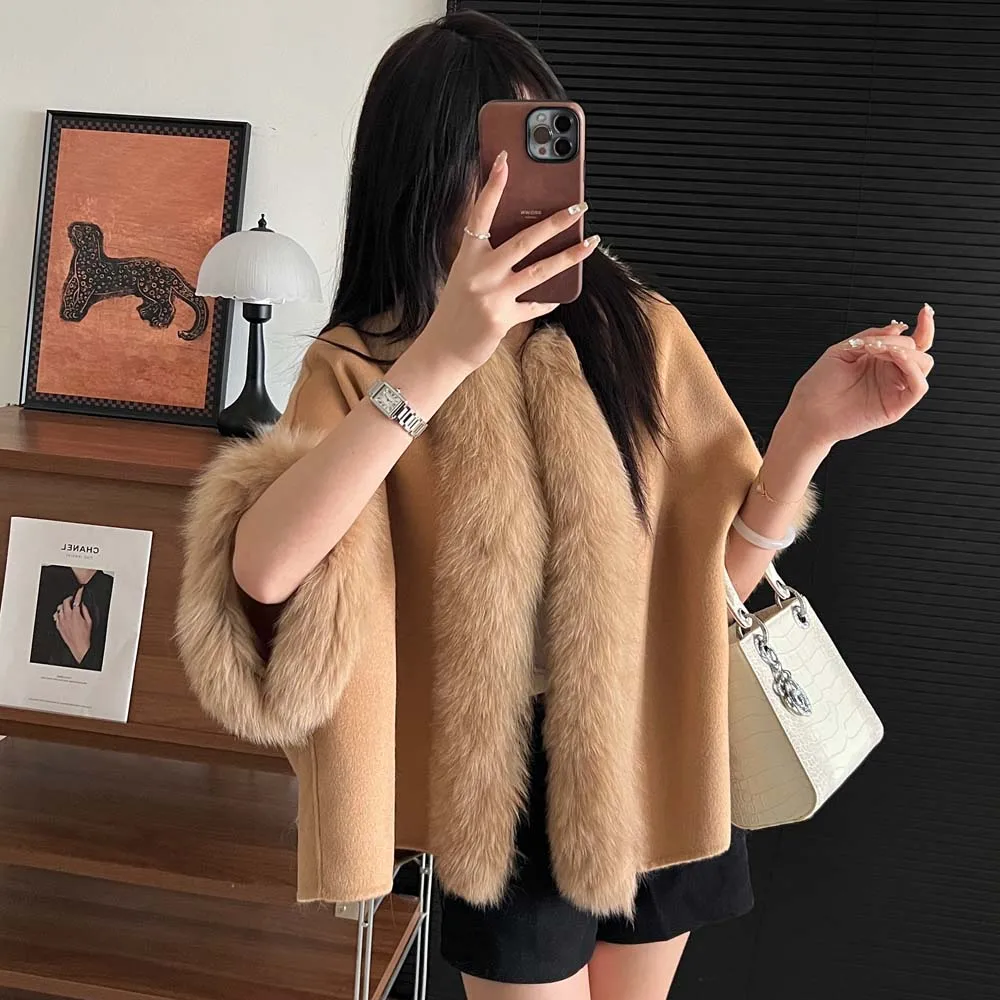 

Новинка 2023 года, женская верхняя одежда из натуральной лисьей шерсти, женское осеннее роскошное короткое женское пальто без рукавов высокого качества
