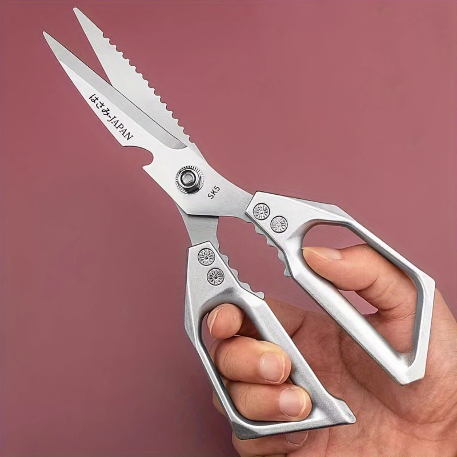 

Ultra-Sharp Stainless Steel Kitchen Scissors - Poultry Shears & Fish Bone Remover - Multifunctional Meat & Food Cutter - Essenti
