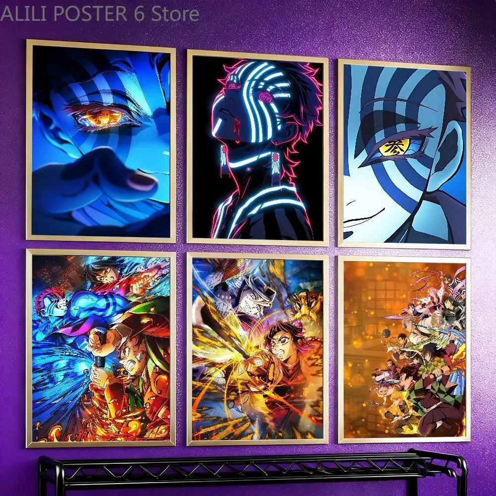 D-Demon S-Slayer Akaza I-Infinity Poster Prints Wall Art Painting Picture Gift Living Room Bar Restaurant Dec Sticker Large