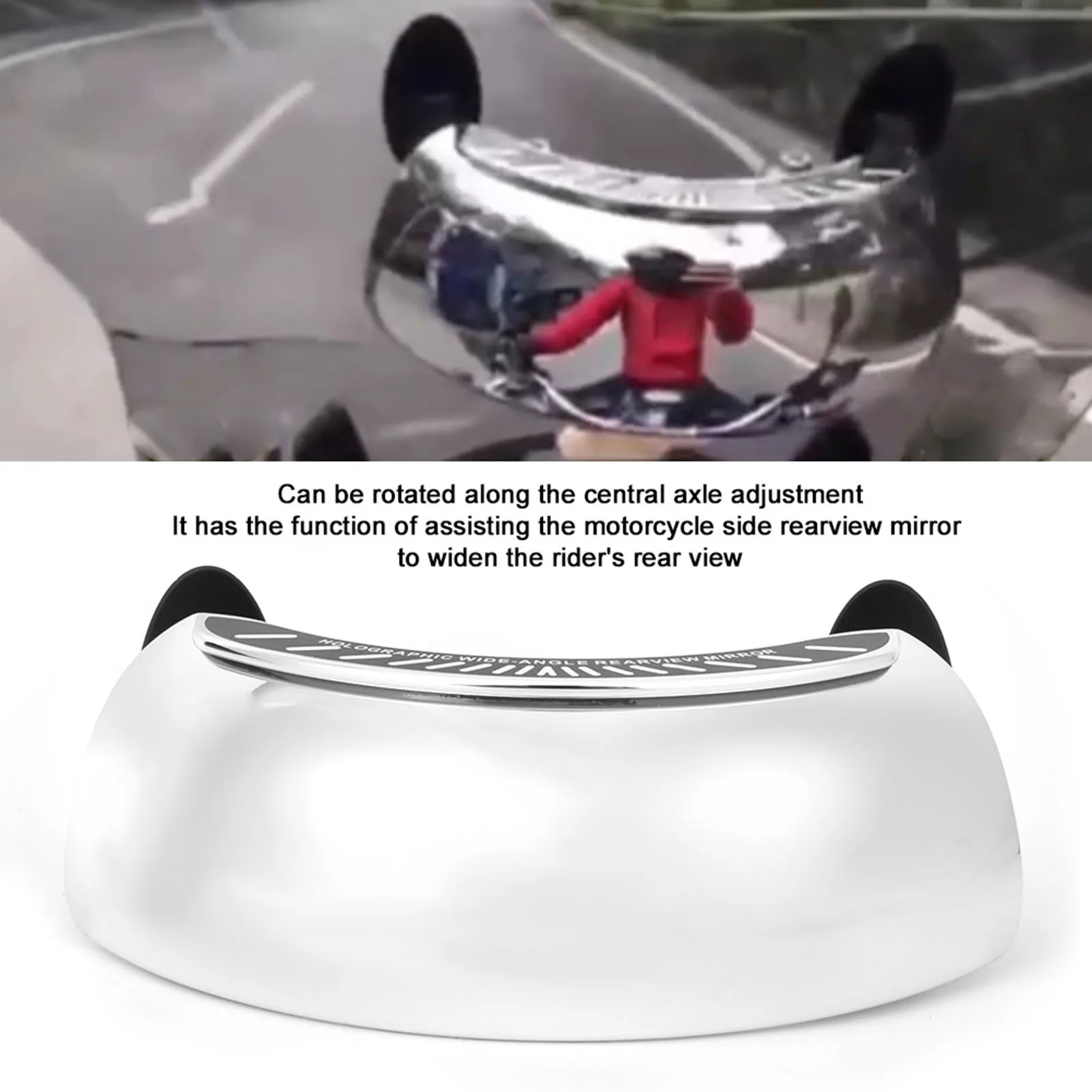 Add On Rearview Mirror Motorcycle Rear View Mirror Chromed 180 Ultra Wide Angle Central Windscreen Mount