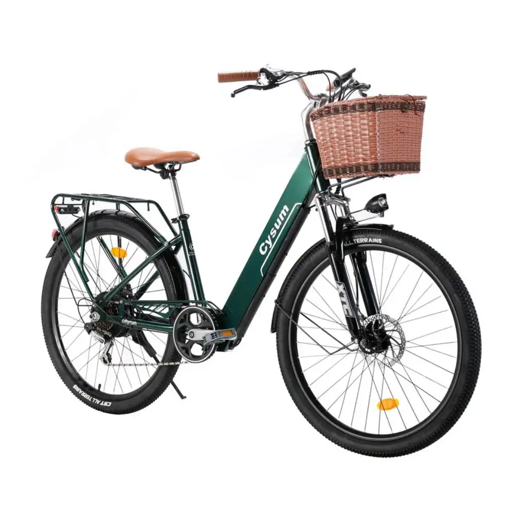 Bicicleta Eléctrica CYSUM Cityrun-26 para Desplazamientos Urbanos, Motor de 250W, Batería de 36V 10Ah, Bicicleta Eléctrica Todoterreno de