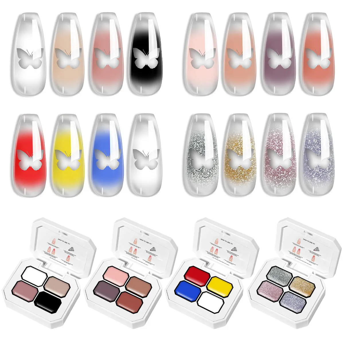 LIMEGIRL 4 Color Gradient Painting Gel Nail Art Gradient Color Quick DIY Design Gel  Flower Paint Engraving Gel Nail Polish