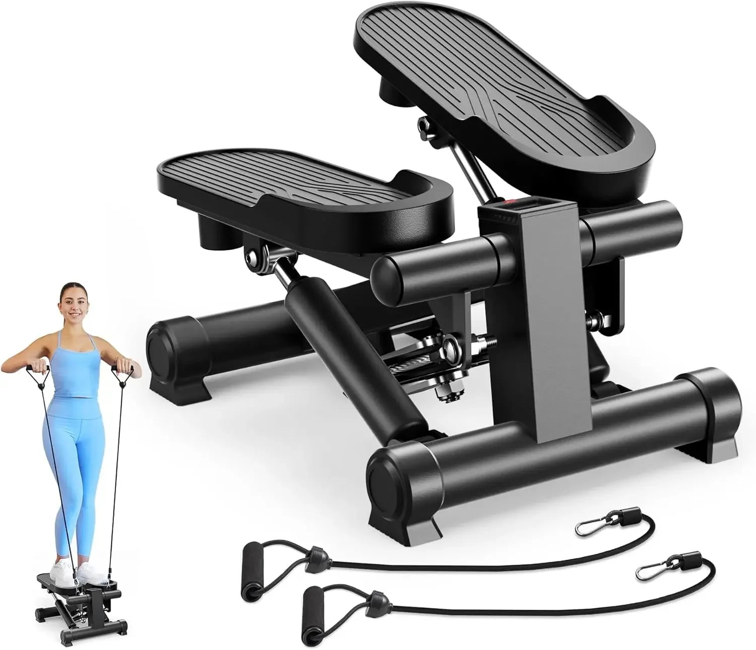 for Exercise at Home, Mini Stepper with Resistance Bands, Stair Stepper with 300LBS Loading Capacity, Step Fitness Mach