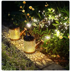 1pc Solar Watering Can with Lights Outdoor Solar Garden Lights Decro Solar Lights Waterproof Hanging Lantern for Yard Patio