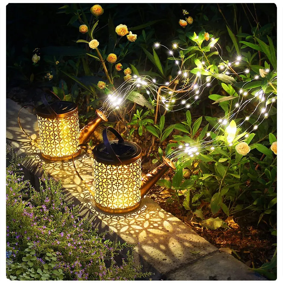 1 szt. Solarna konewka z oświetleniem, zewnętrzne solarne lampy ogrodowe, dekoracyjne solarne lampy, wodoodporna wisząca latarnia do ogrodu, na patio.