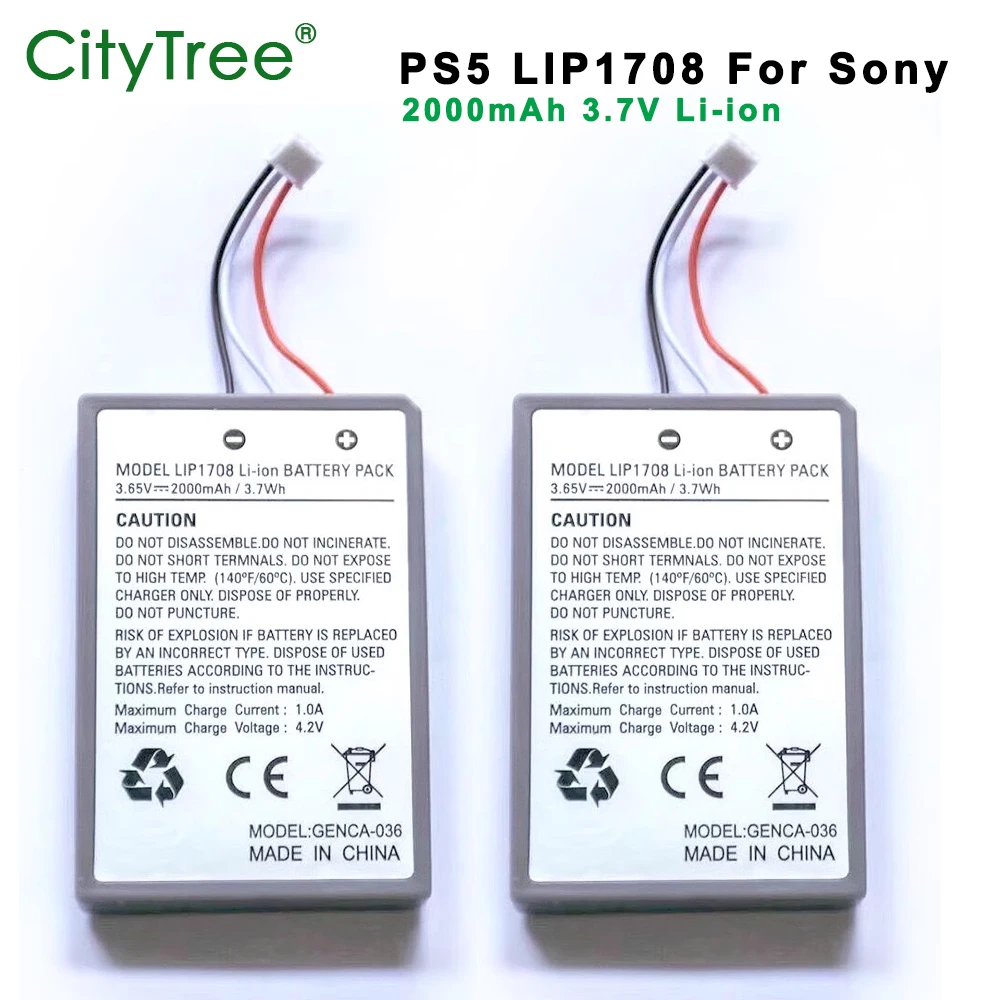 CityTree LIP1708 Rechargeable Battery for Sony PS5 PlayStation 5 CFI-ZCT1W CFI-ZCT1J DualSense Gamepad Wireless Controller