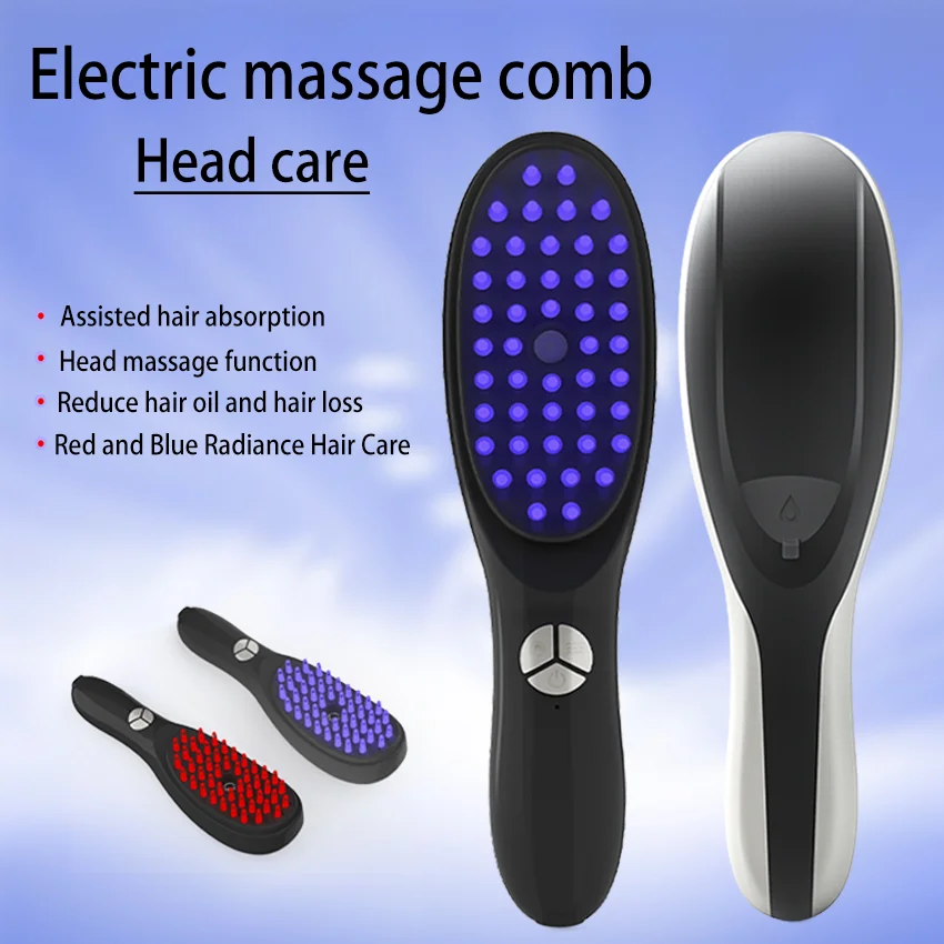 Escova de cabelo elétrica multifuncional, massageador principal, vibração ultrassônica, atomização, massagem a vapor, pente de luz vermelha, 3D