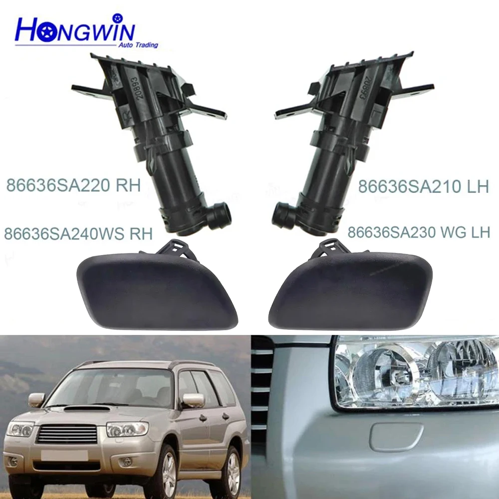 Front Headlight HeadLamp Washer Nozzle With Cover Lid Cap Shell Unpainted For Subaru Forester SG 2005 2006 2007 2008 86636-SA210