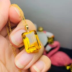 Natural Citrine 12x16mm Pendant with 18k Gold Palace Style Women's Retro Jewelry Gemstone with Certificate