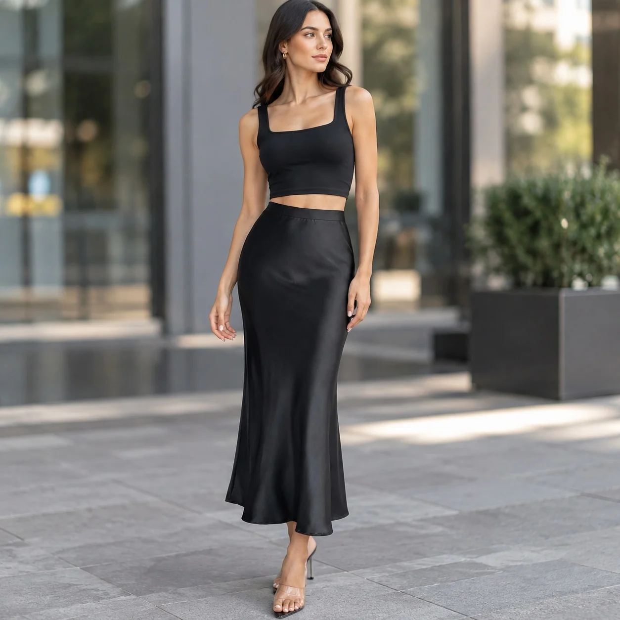 Summer Stretch Skirt Fish Tail Sexy with Long Professional Long Skirt Commuter Chic Bodycon Wrinkle Resistant for Women