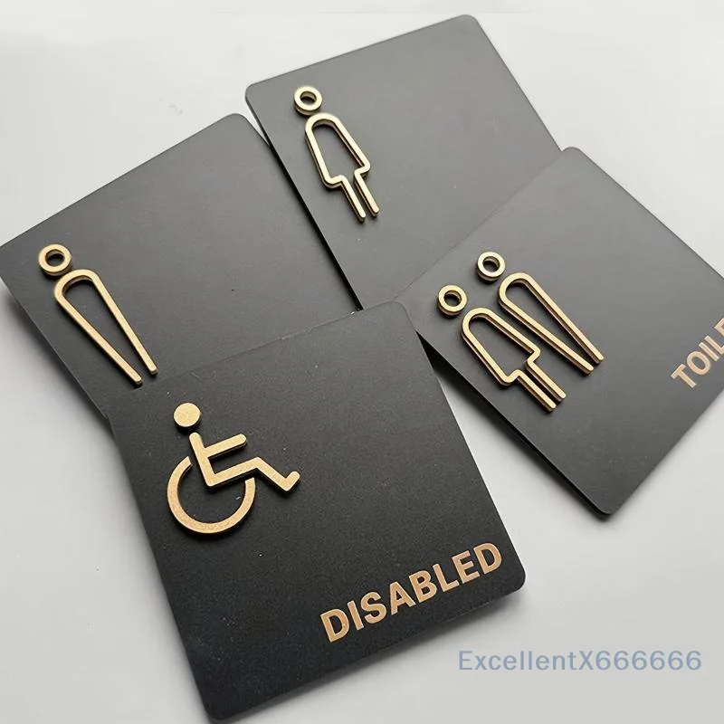3D Acrylic Toilet Sign Women Men Disabled Bathroom Exit Door Plate For Office Cafe Shop Hotel Restaurant Toilet Creative Sticke