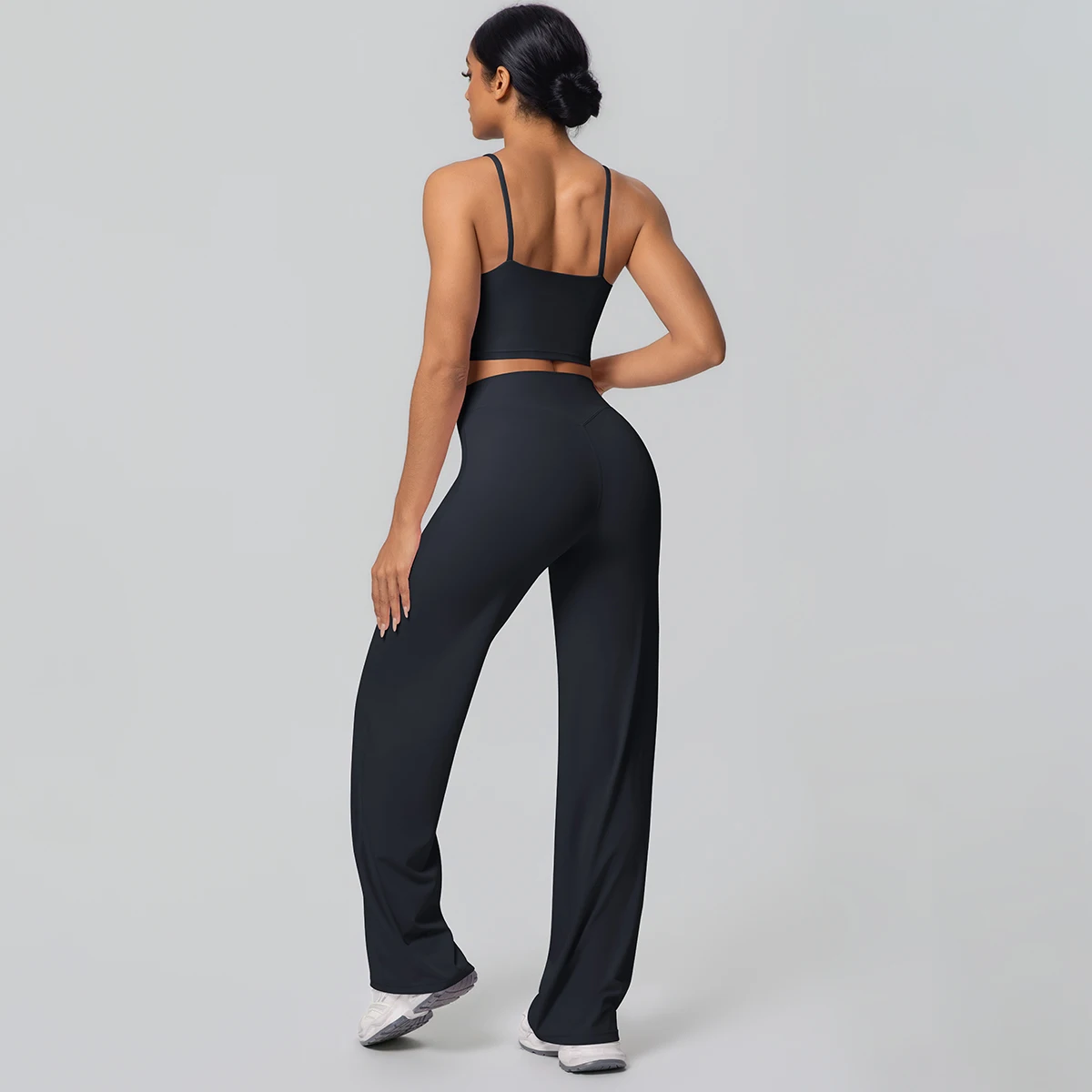 Frauen Schnell Trocknend Gym Sport Fitness Kleidung Yoga Set Backless Sexy Strap Bh mit Brust Pad Hohe Taille Breite Bein Hosen Set – Detail 15