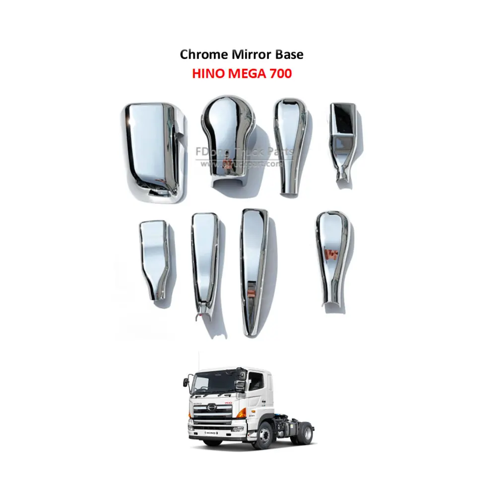 FDONG 1 Set 8 Pcs Chrome Mirror Base for HINO MEGA 700