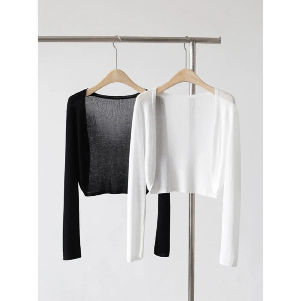 Summer Airy Tencel Knitted Cardigan Thin Shawl Elegant Bolero Office Wear Casual Versatile Women Soft Knit Fashion Outerwear