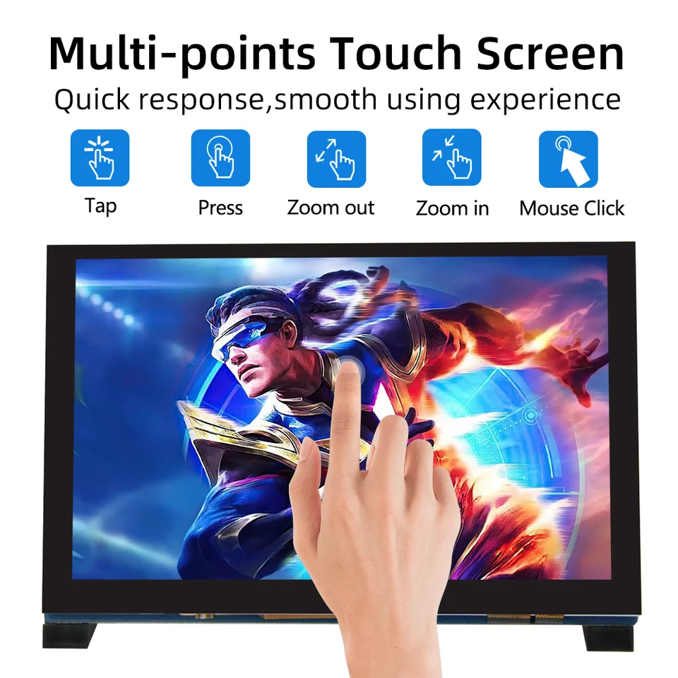 Pantalla táctil DSI de 5 puntos iPistBit 800x480 sin controlador, monitor IPS de 4.3/5/7 pulgadas para Raspberry Pi 5/4B/3B+/3B/3A+/2B/B+ 2