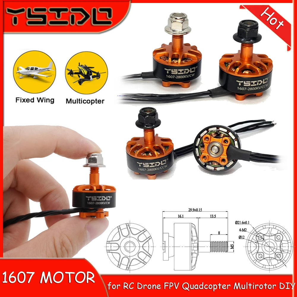 

4PCS 1607 Brushless Motor 2800KV 3850KV CW/CCW 2-4S Lipo for Long range RC Racing Drone Freestyle FPV Quadcopter Multirotor DIY