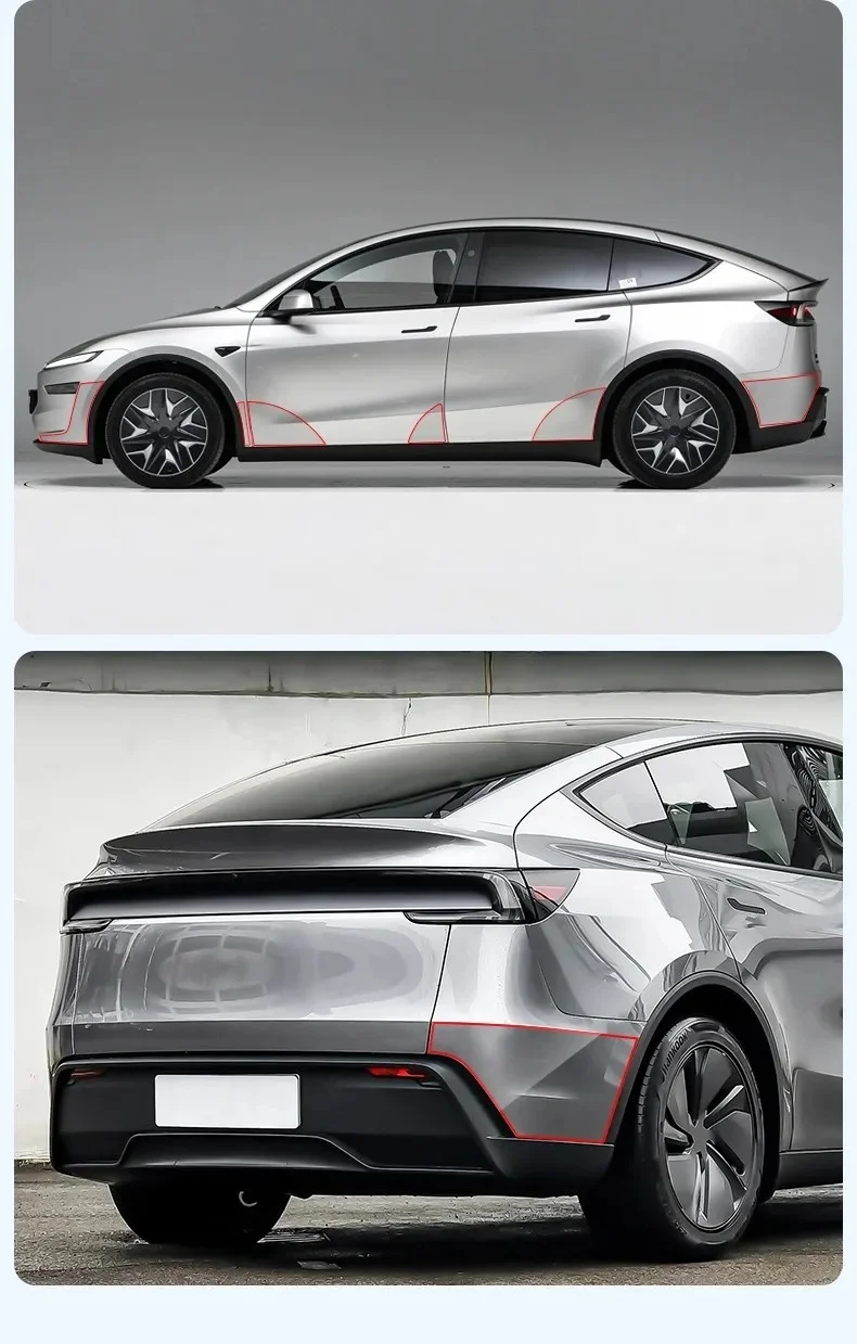 Für 2025 Tesla Model Y Juniper Frontstoßstangen-Schutzfolie, Kratzfeste Türfolie, TPU-Heckstoßstangen-Transparentfolie – Detail 10