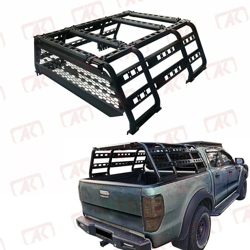 

Universal Adjustable Tub Ladder Rack Multifunction Steel Carrier Cage Roof Rack for 4x4 Pickup Ranger Hilux Np300