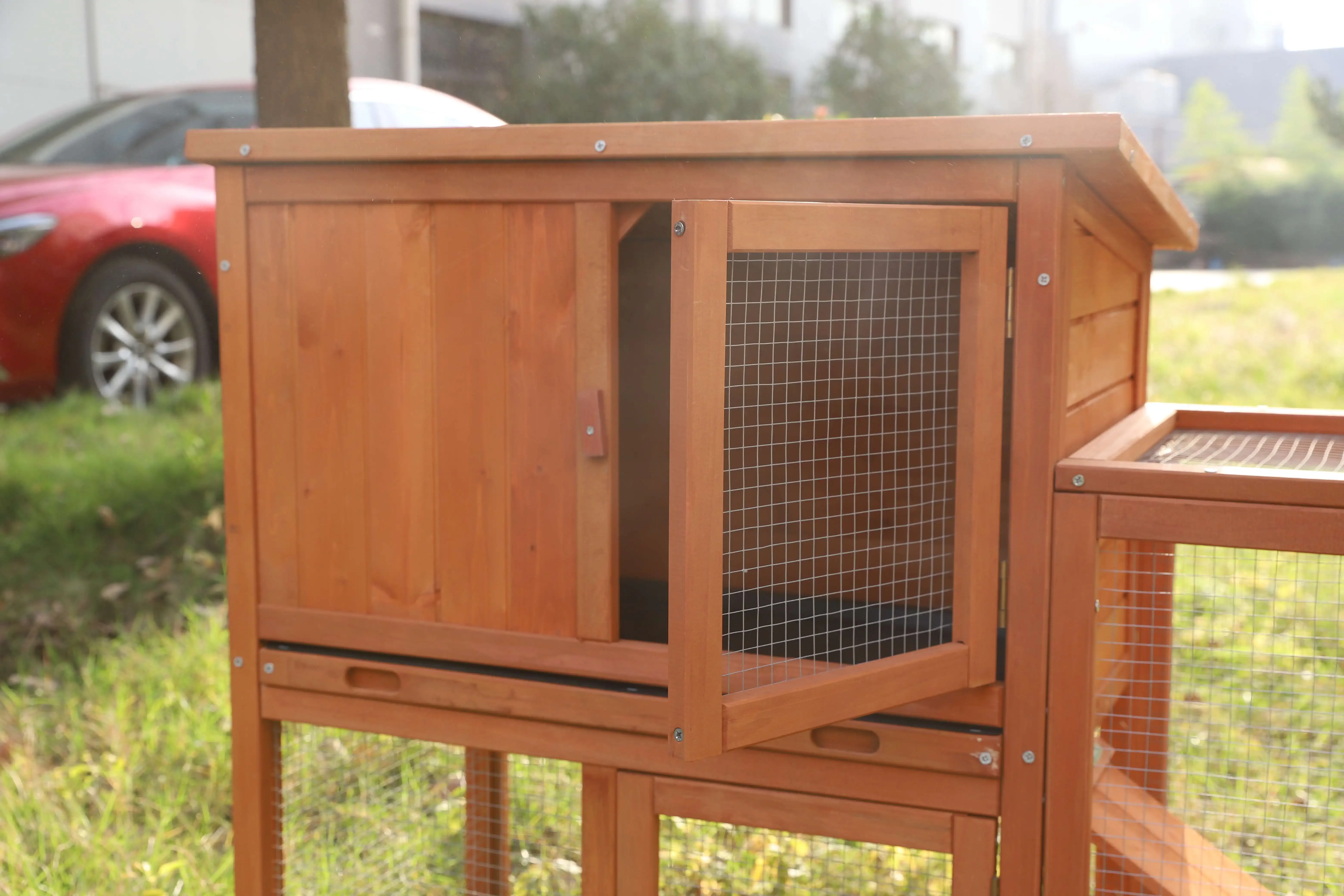 -Outdoor Wooden Pet House Chicken Nesting Box Bunny Rabbit Hutch Hen Cage Large Chicken Coop