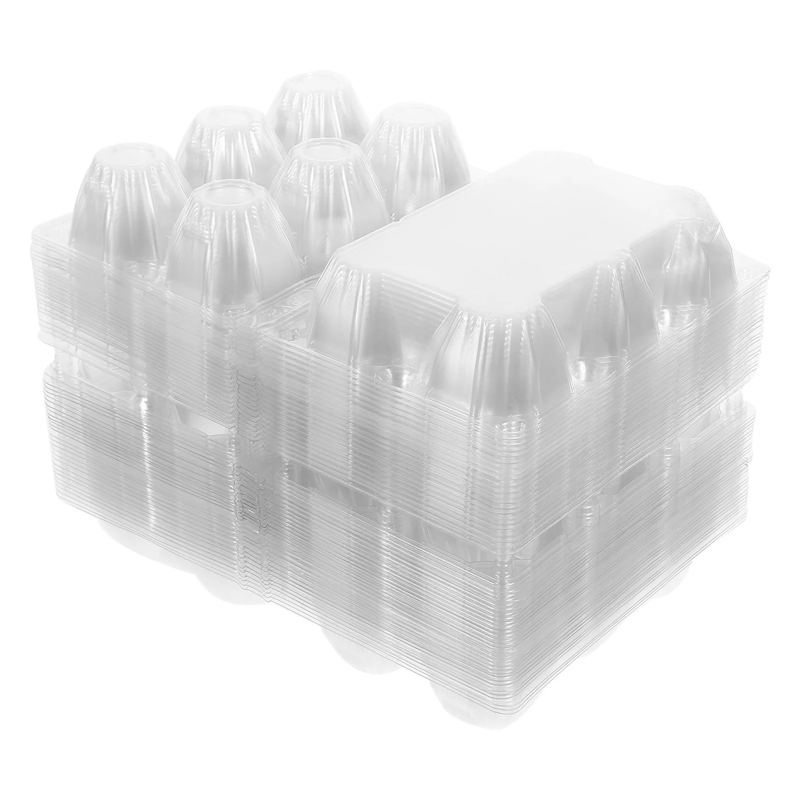 

50pcs Egg Box For 6 Eggs Clear Reusable Plastic Egg Carton Stackable Storage Container Organizer Holder Bulk Packaging Case