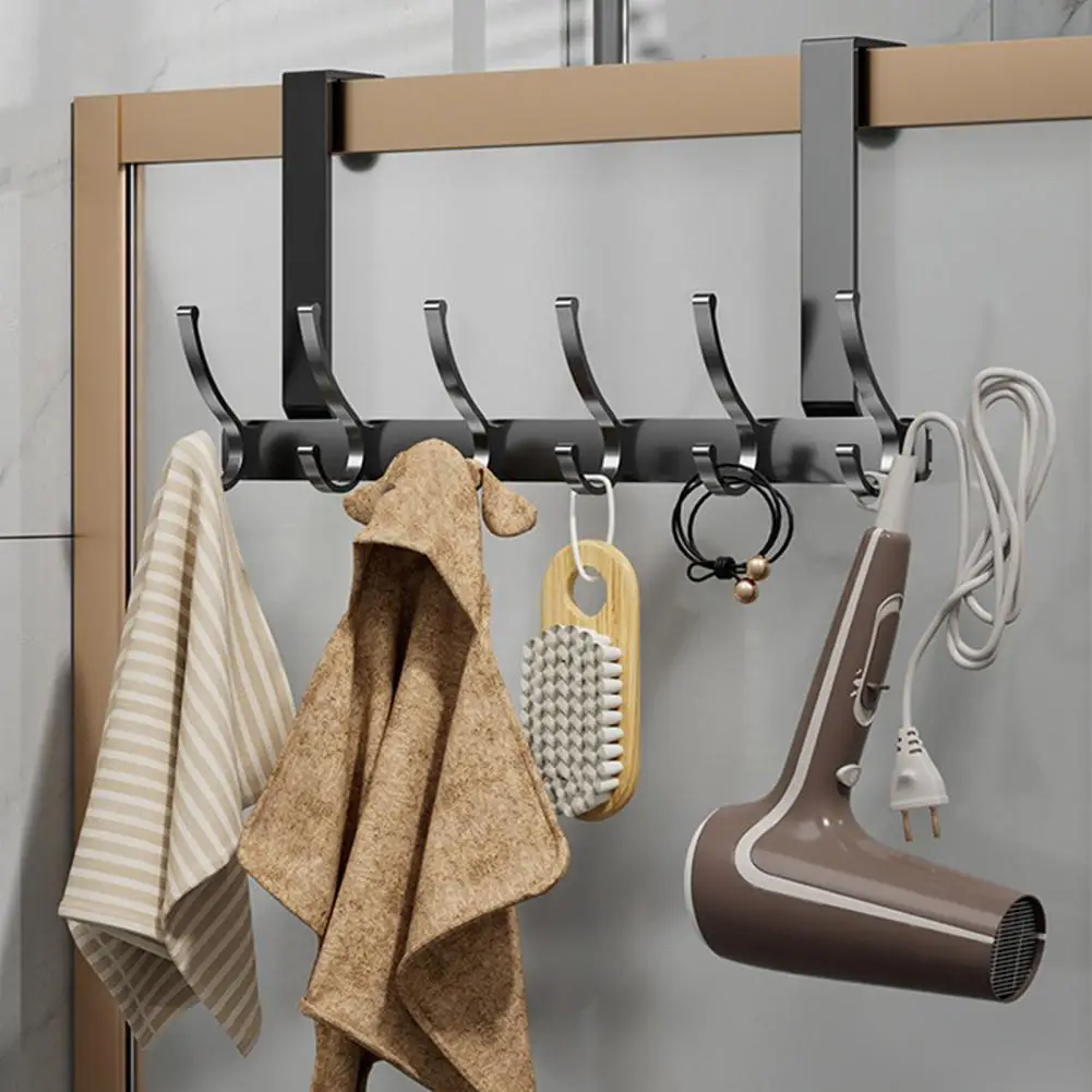 

Over Door Hook Back Door Hook Heavy Duty Carbon Steel Over Door Hook with Removable 5/6/7 Hooks Versatile for Coats for Home