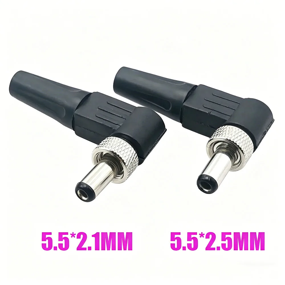 1 Piece New 90 Degree Male 5.5x2.1MM 2.5MM x 5.5MM Screw Locking DC Power Plug Connector & Metal Locable Secure Standard Plug