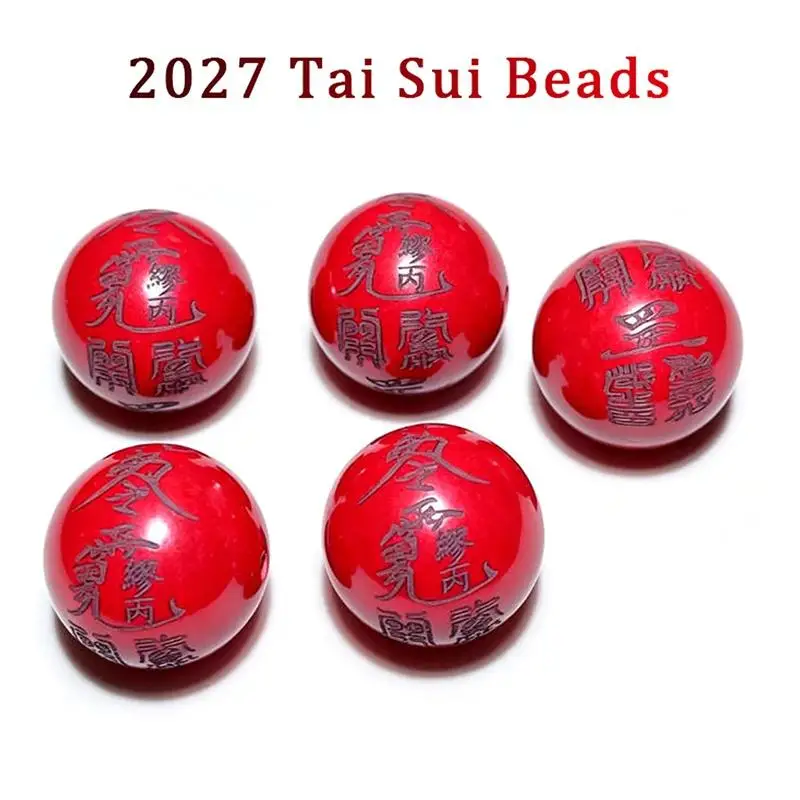 2027 Tai Sui Cinnabar Beads Feng Shui Prayer Beads Exorcism Protection Gift For DIY Jewelry Bracelet Necklace Making Accessories
