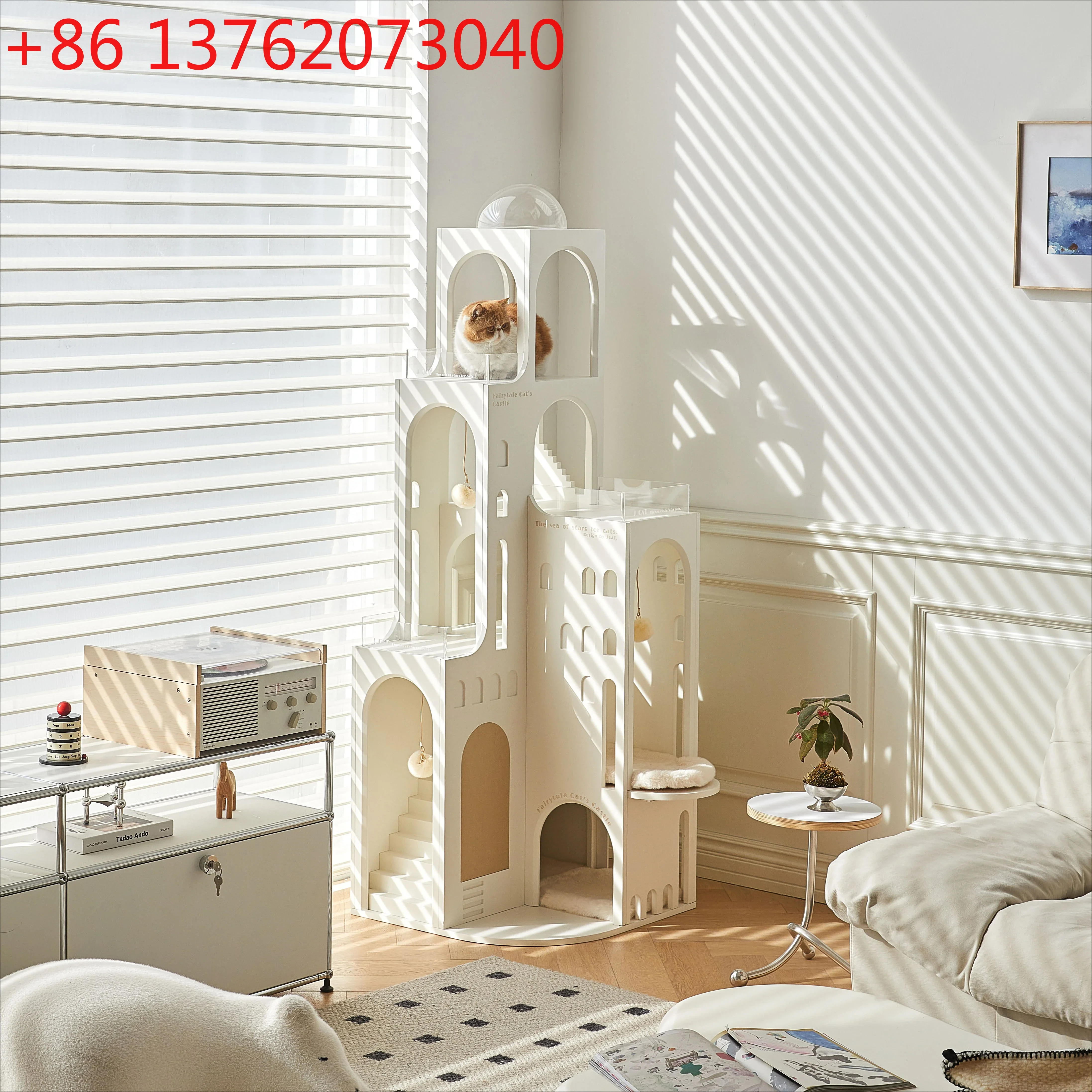 

JCAT Dream Castle Design Sense Corner Cat Climbing Frame ins Cream Wind 1.8m 5 Floor Cat Nest High Value Cat Castle