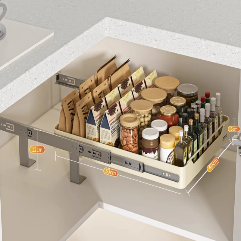 

Corner Pull-Out Cabinet Organizer, Sliding Kitchen Rack for Spices and Tableware with Large-Capacity Multi-Zone Storage