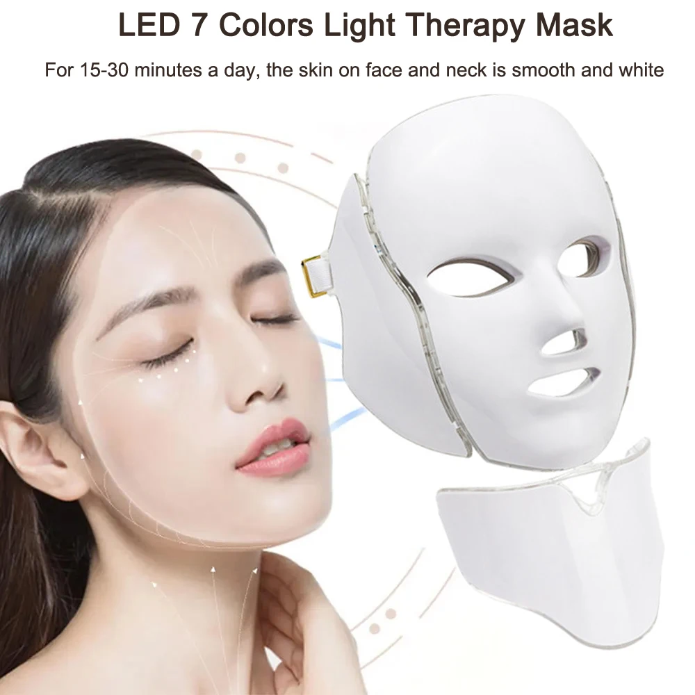 Terapia de luz LED de 7 colores, dispositivos faciales de belleza, terapia de luz roja, máscara Led para el cuidado de la piel, dispositivos de belleza para uso doméstico