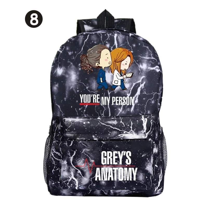 Tv Series Grey's Anatomys Backpack Women Daily Leisure Backpack Teenager Fashion Backpack Students Casual School Bag