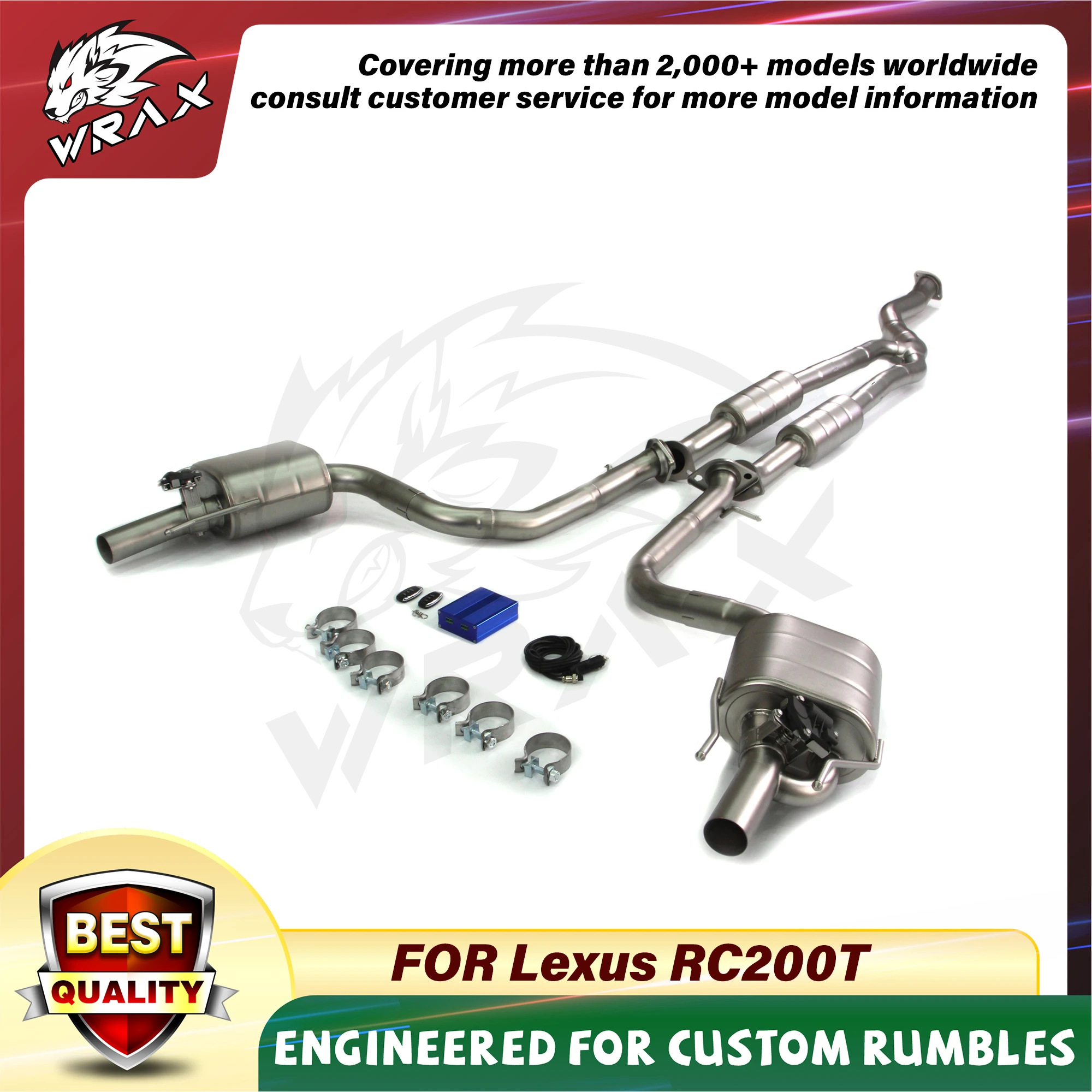 

WRAX Exhaust Manifold High Flow Downpipe for Lexus RC200T Car Accessories motor Resonant tube system muffler valve control