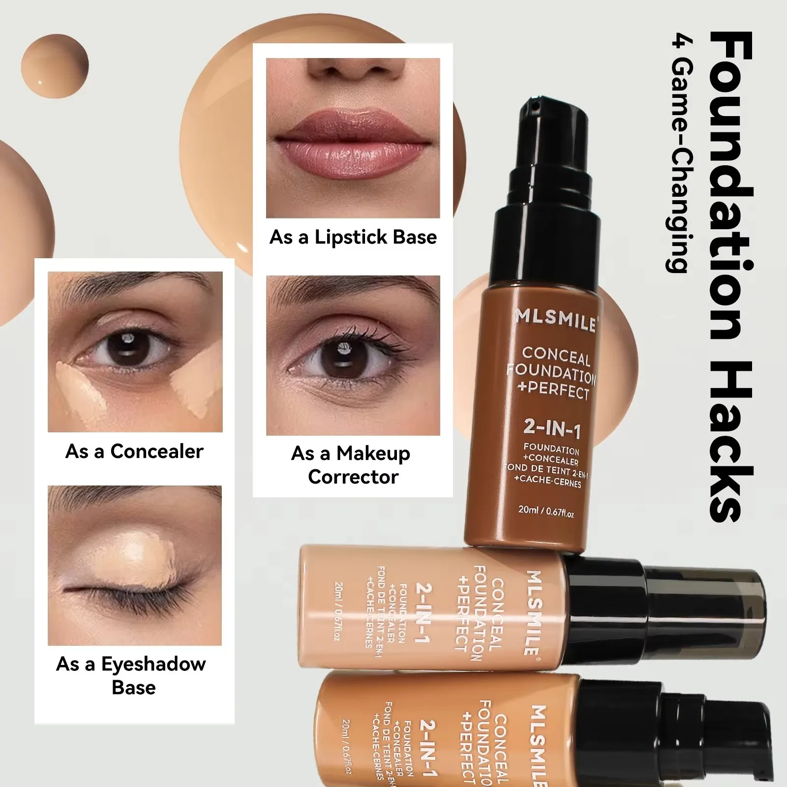 6 Color Liquid Face Foundation Long-lasting Waterproof Full Coverage Concealer Oil-control Concealer Foundation Cosmetic Makeup.