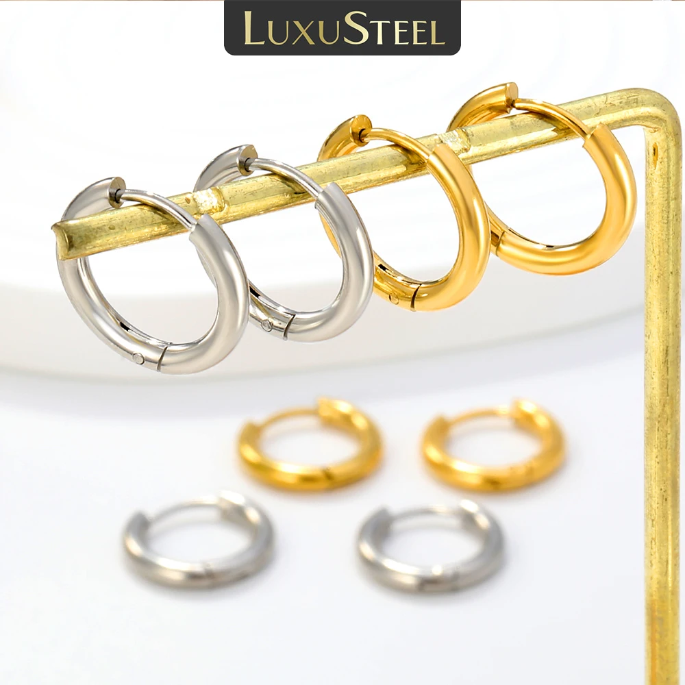 LUXUSTEEL 1 par/2 piezas de aretes de aro coloridos con clip para mujeres y hombres, 8/10/12/14/16/18/20 mm, unisex, piercing de cartílago, venta al por mayor