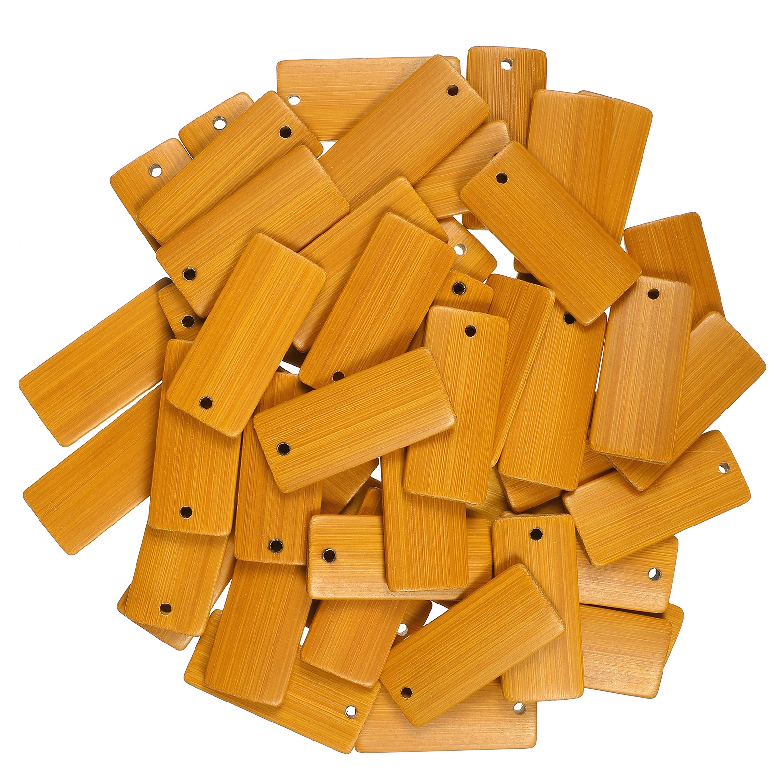 

50 pcs Bamboo Keychain Pendants Blank Tags Craft Decorations for Bags Car Keys Sturdy Rectangular Pendant Hole Write