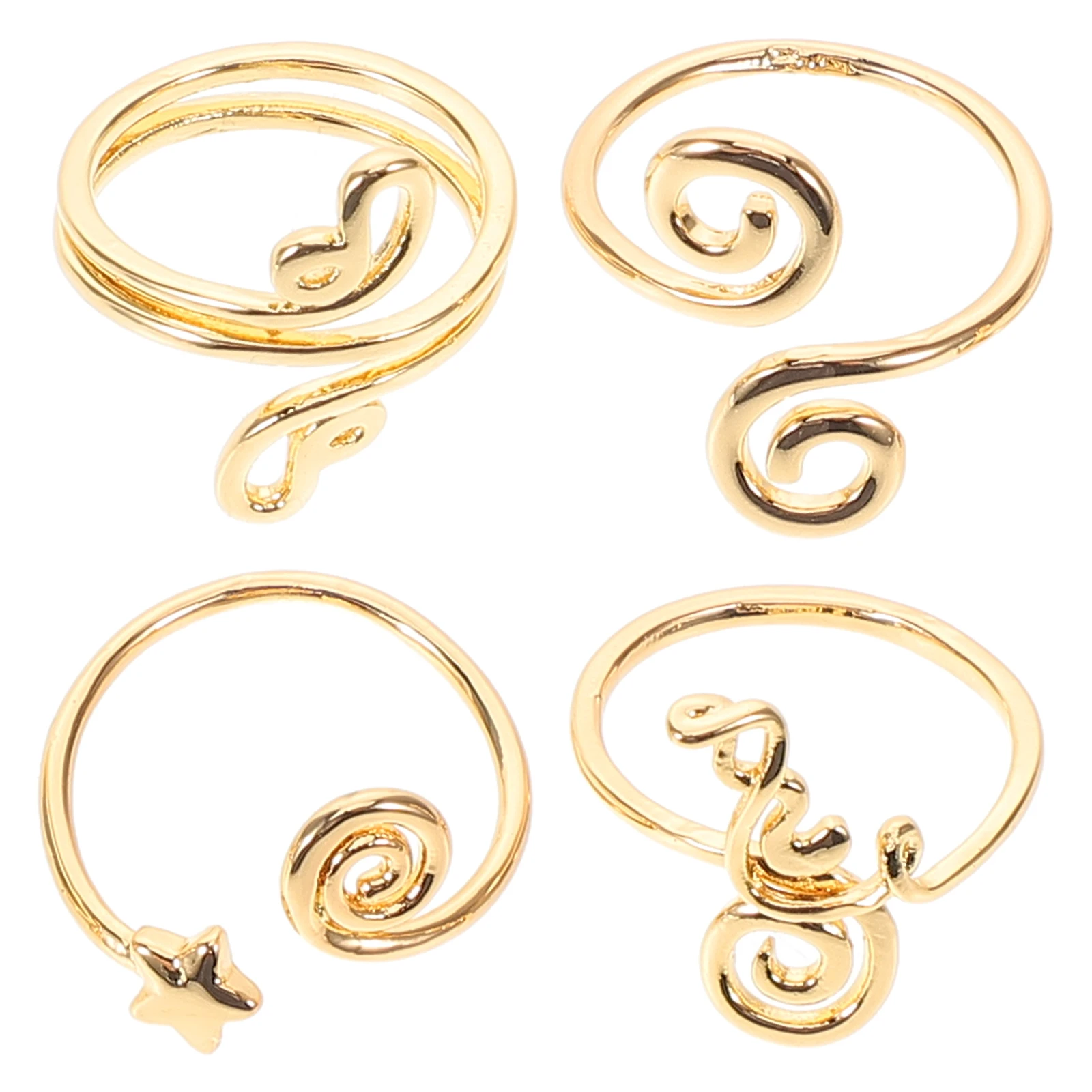 Image of 4 stücke Einstellbare Zehen Ringe Frauen Goldene Zirkon Offenes Design Elastische Metall Fuß Schmuck Sommer Strand Stil Füße Zubehör