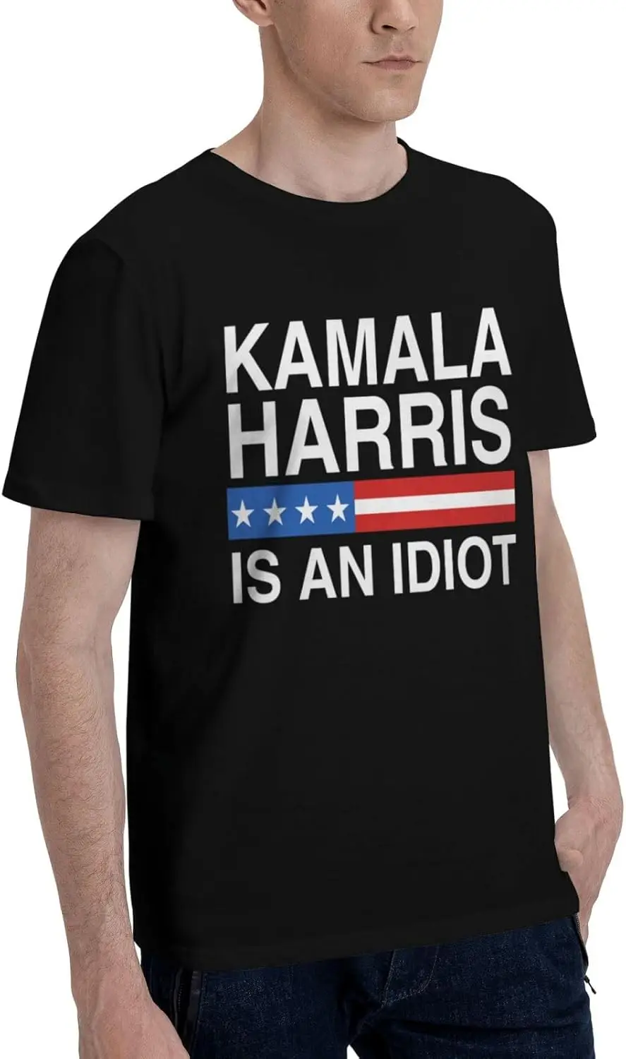 Kamala Harris is an Idiot F K Kamala Harris Men's T-Shirt Classic Short Sleeve Tees Cotton Shirt