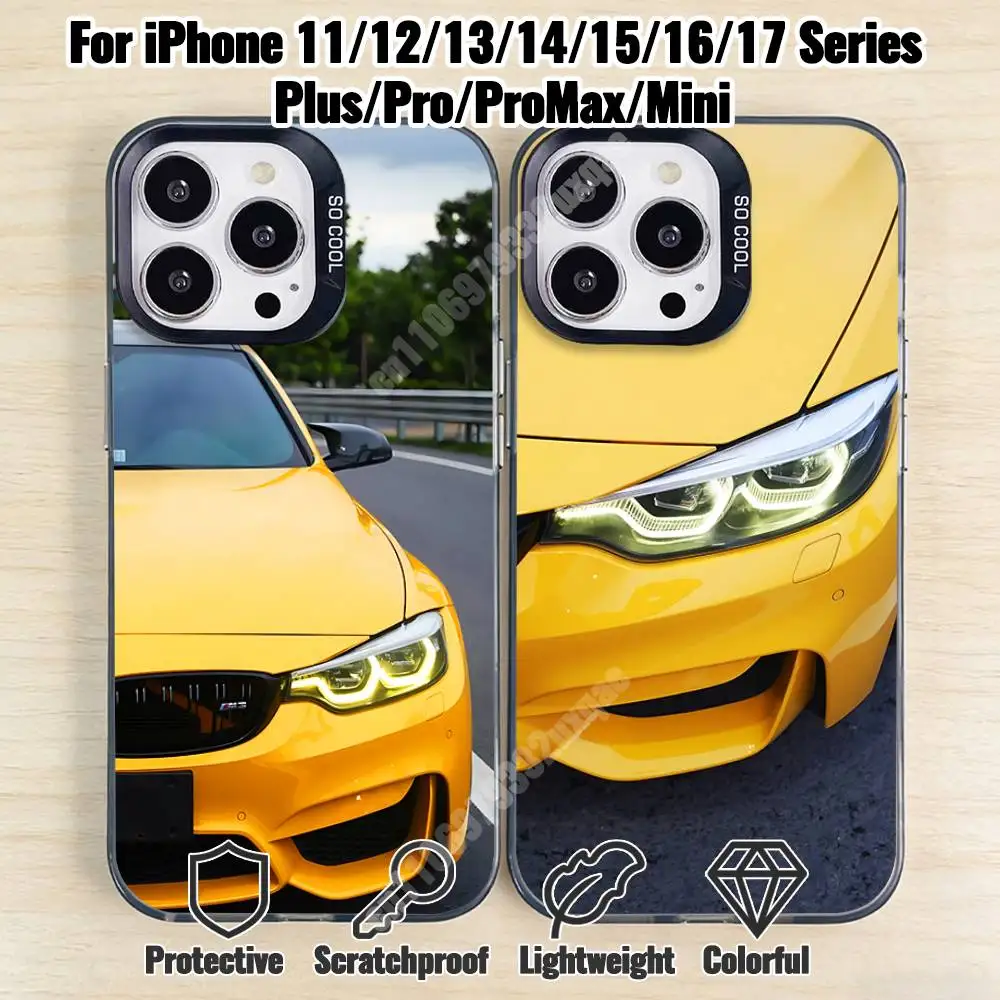 

M3 F80 Modified Sport Car Phone Case for iPhone 17 16 15 Pro Plus 14 13 Max Mini 12 11 X XS Air TPU Bumper