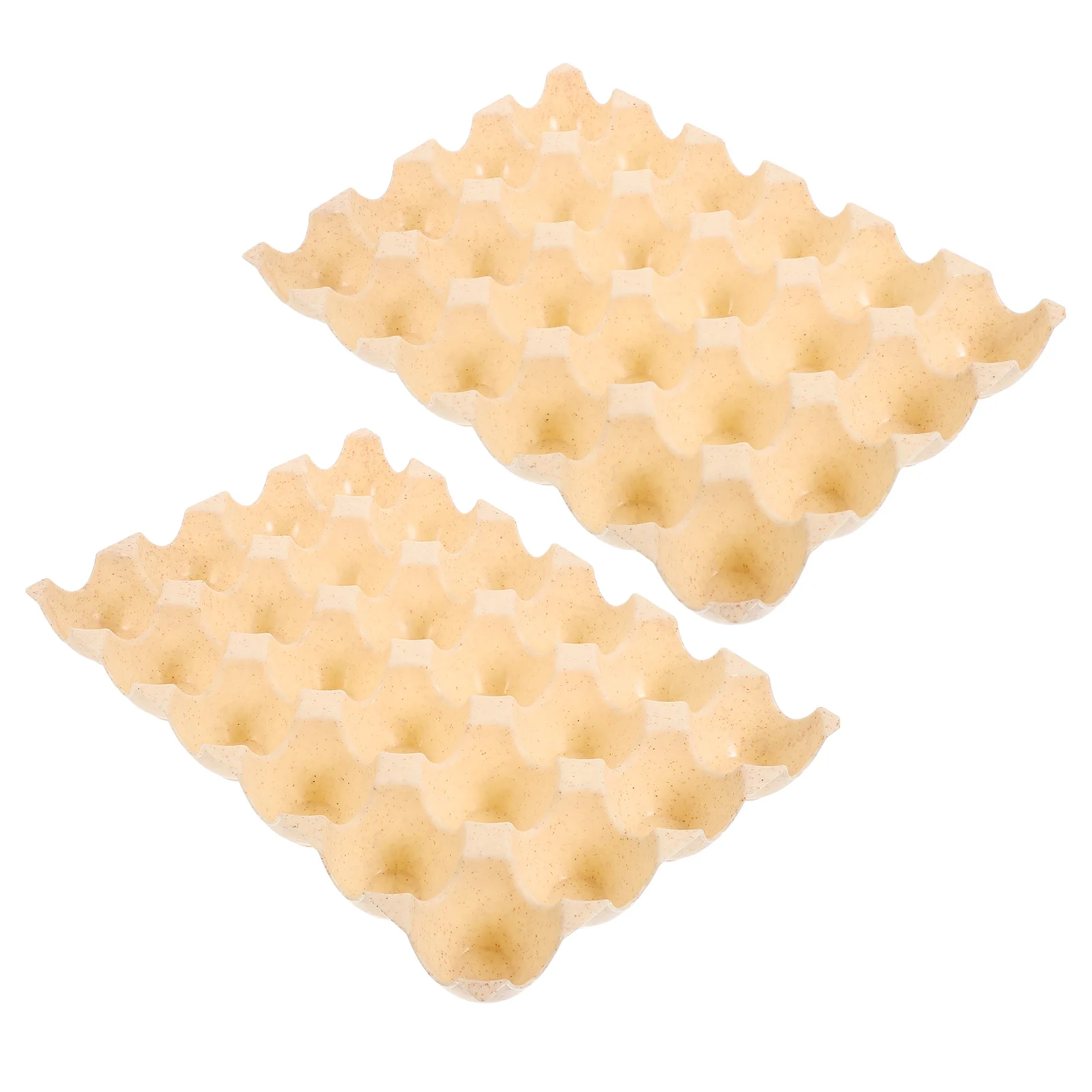 

2 Pcs Eggs Preservation Box Reusable Container Chicken Cartons Holder Beige 24 Slot Stackable Safe Compact Fridge Storage Tray