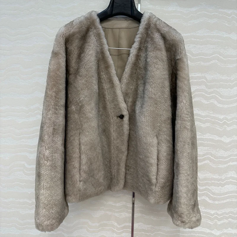 معطف قطعة واحدة مبطن بالفرو عالي الجودة للسيدات ملابس خارجية شتوية جديدة مع حشوة سميكة للطبقات 251107149 #1