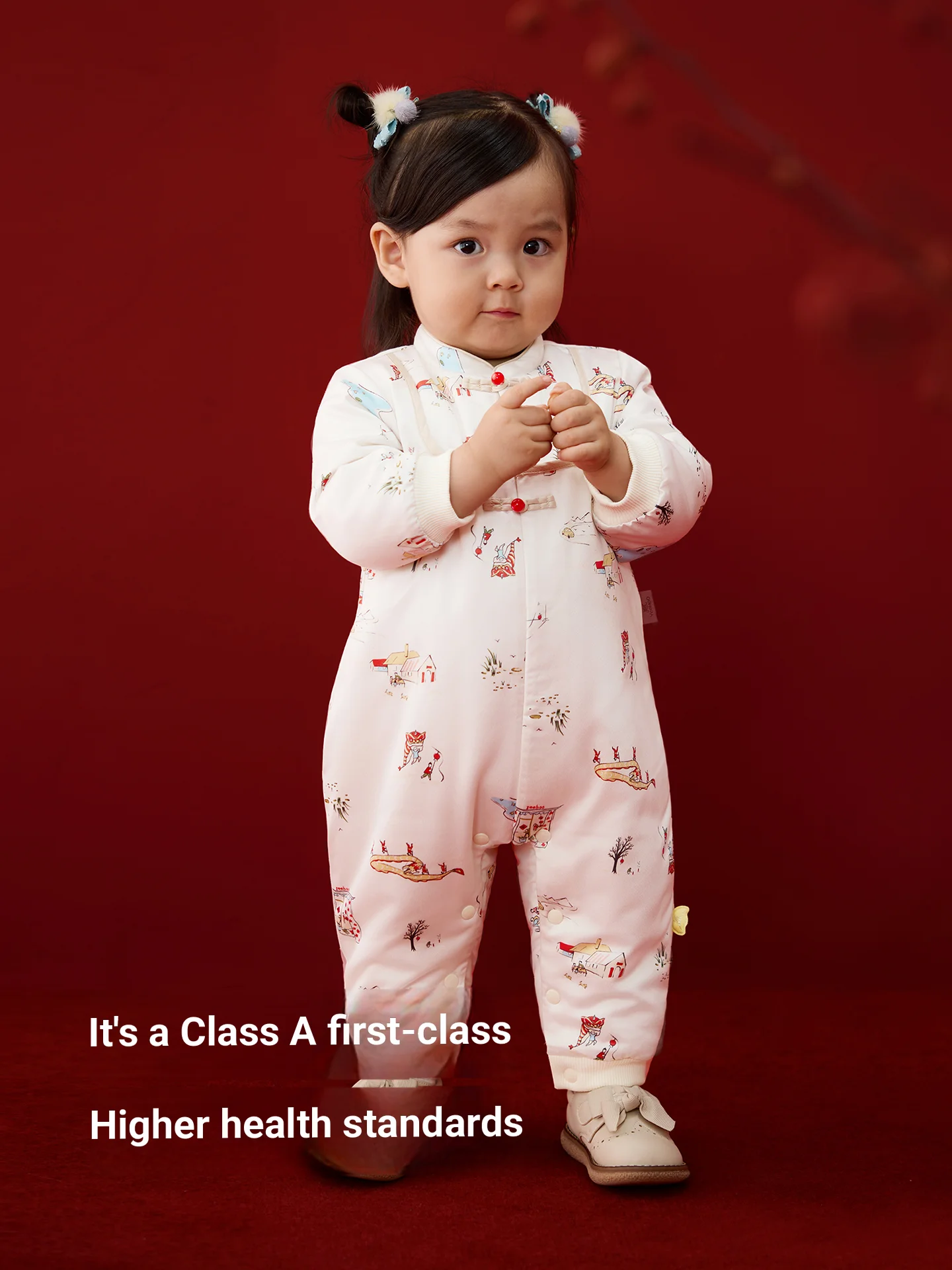 

Теплый хлопковый детский комбинезон для малышей - приятная для кожи детская одежда в китайском стиле, цельный наряд для малышей