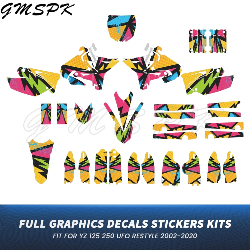 Fit for YAMAHA YZ125 YZ250 YZ 250 125 UFO RESTYLED 2002-2014 Motorcycle Graphic Kit Background Sticker Custom Number Name