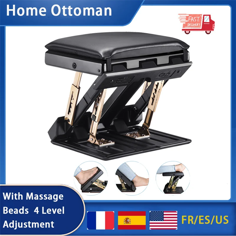 4 Level Adjustment Home Ottoman With Removable Soft Foot Pad Adjustable Ottoman Max Load 120lbs With Massage Beads  For Car